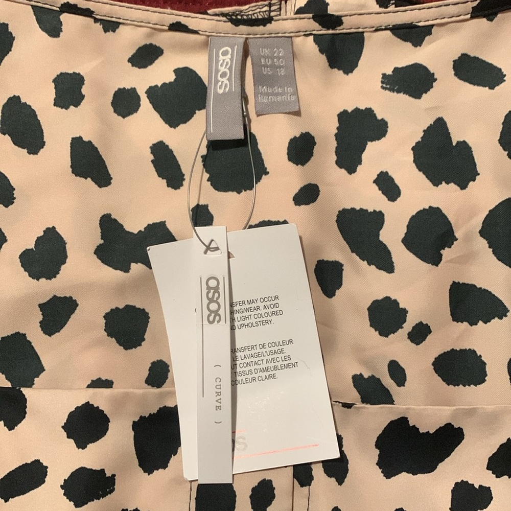 ASOS curve short sleeve button down silky animal print dress - Picture 4 of 4